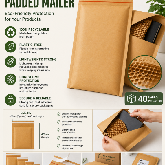 Honeycomb Padded Mailer Australia | Eco Friendly Kraft Mailers